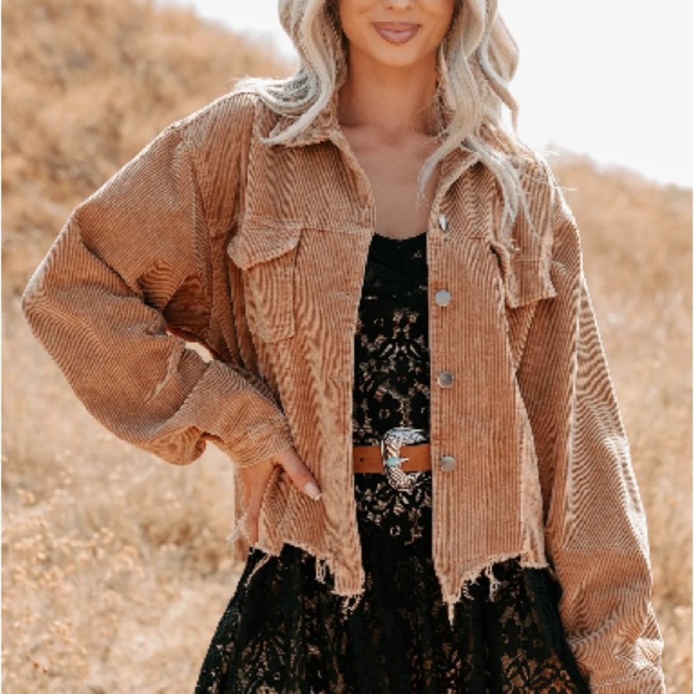Tan Frayed Corduroy Jacket